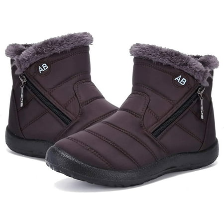 

Womens Snow Boots Winter Fur Lined Ankle Boots Ladies Side Zipper Warm Lightweight Booties Outdoor Anti-Slip Girls Walking Boots