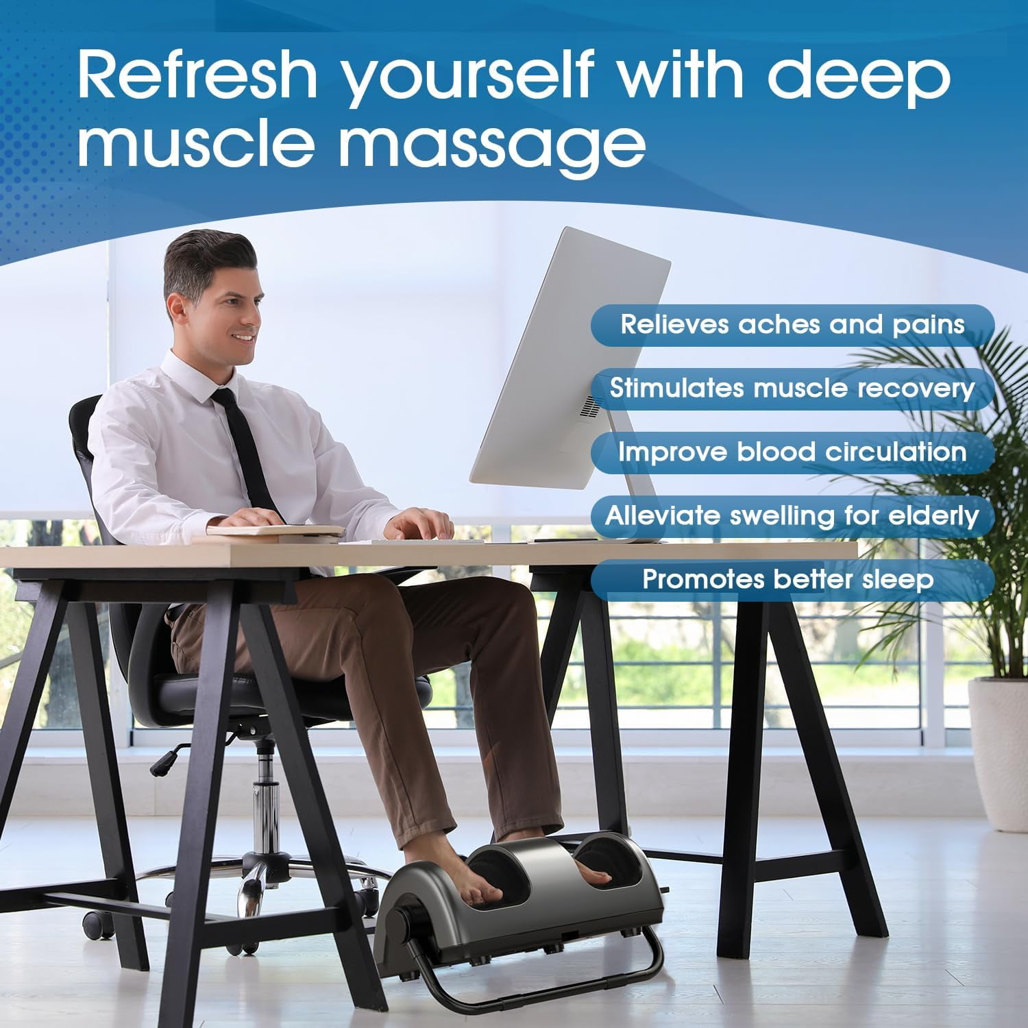 TISSCARE Shiatsu Foot Massager with Heat: FSA HSA Eligible Foot Massager for Plantar Fasciitis, Neuropathy, Circulation and Pain Relief, Massage Feet/Leg/Calf/Ankle at Home/Office
