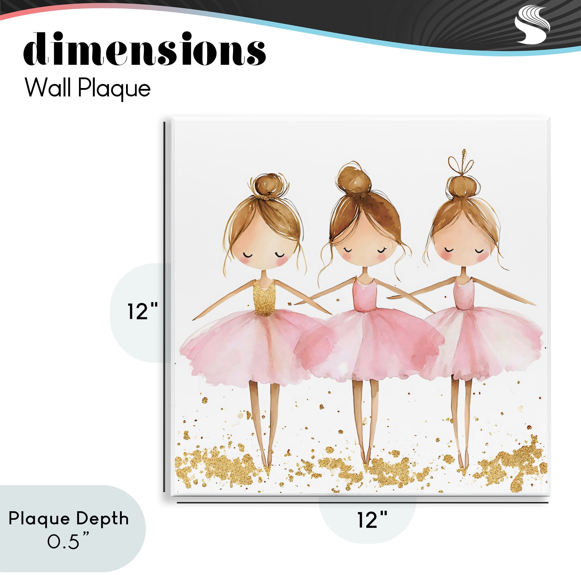 Stupell Industries Ballerina Trio in Pink Tutus Wall Plaque Art, design by Creative Studio