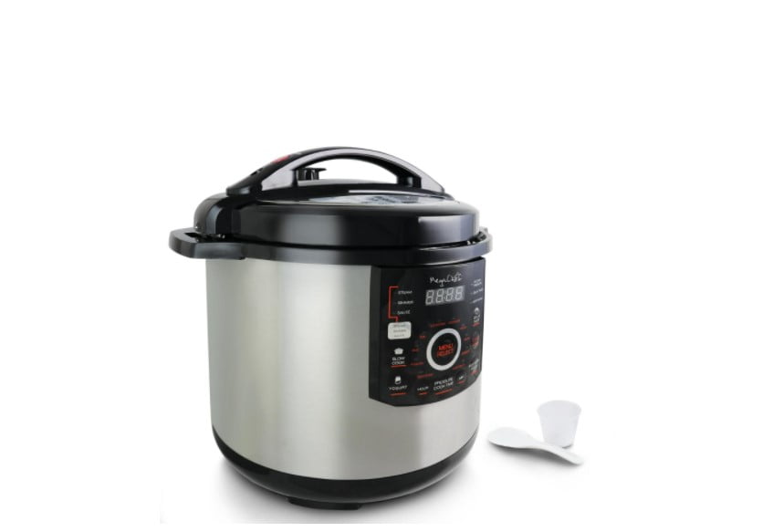12 qt Black and Silver Electric Pressure Cooker with Automatic Shut-off 