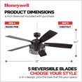thumbnail image 2 of Honeywell Carnegie Ceiling Fan, Quiet Motor and Remote Control, 52", Matte Black, 2 of 10
