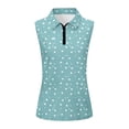 thumbnail image 4 of DHFJKG Womens Polo Shirts Polka Dot Quarter Zip Sleeveless Regular Fit Stretchy Soft Golf Tennis Shirts Comfy Tops, 4 of 4