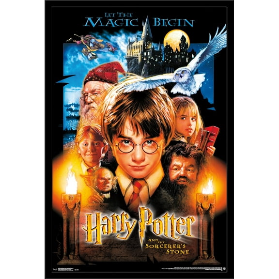 24X36 Harry Potter and the Sorcerer's Stone - One Sheet Wall Poster, 24" x 36", Framed