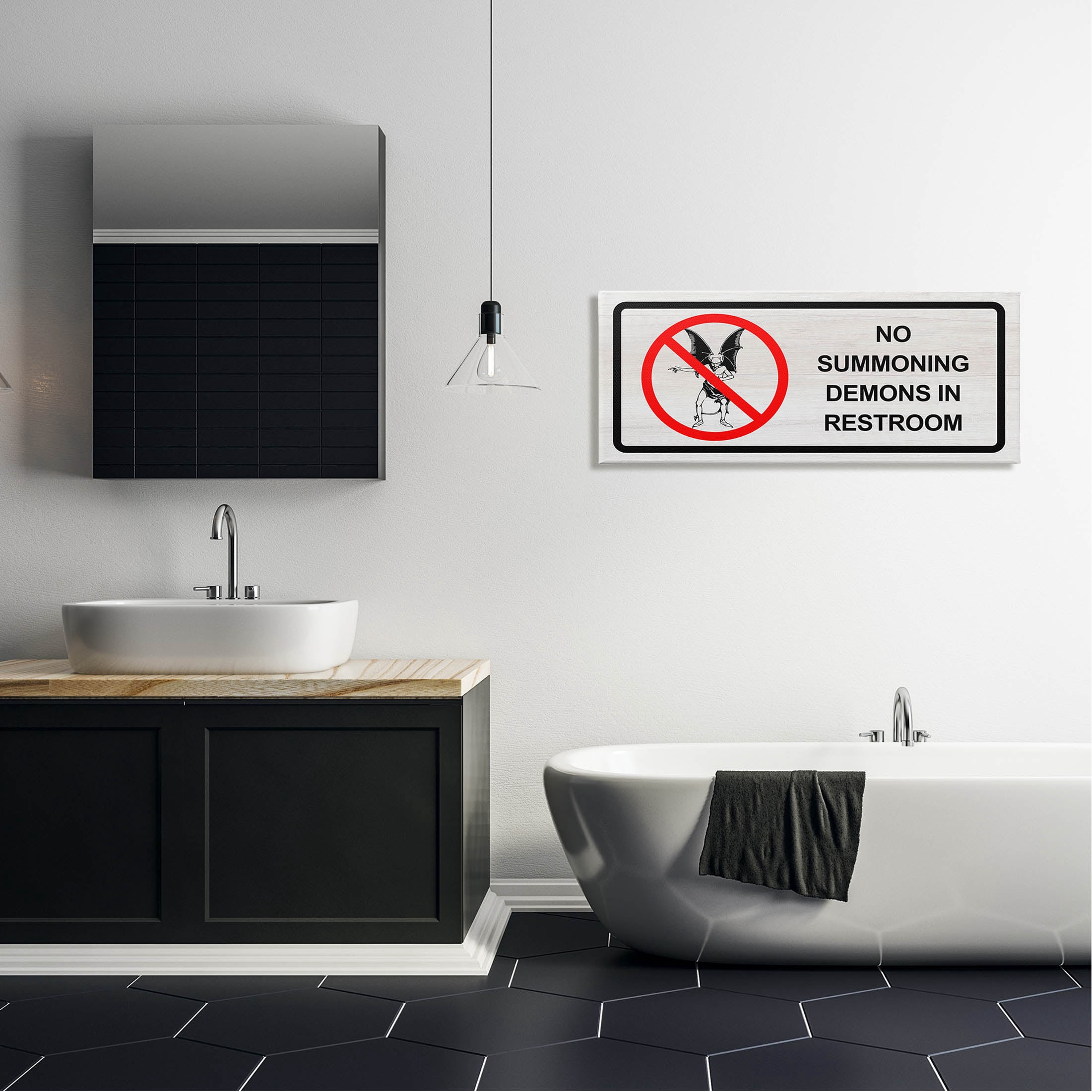 Stupell Industries Demons In Restroom Humor Graphic Art Gallery Wrapped Canvas Print Wall Art, Design by Lil' Rue