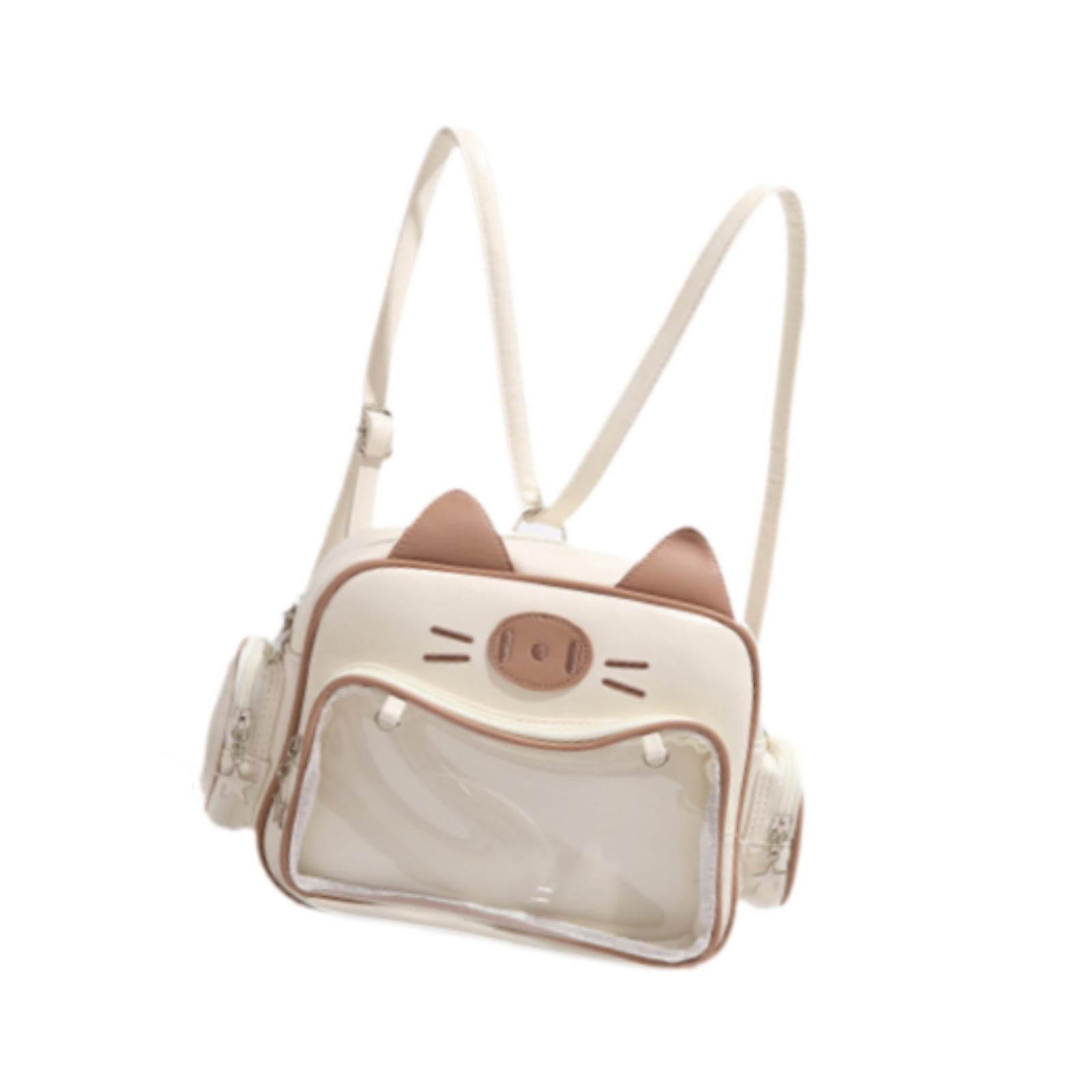 yuksok Cat Ita Bag Clear Window Crossbody Purse for Anime Display Pin Display Party Khaki