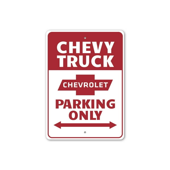 Chevy Truck Reserved Parking Sign, Garage Sign, Parking Aluminum Metal Decor Sign - 10x14 inches