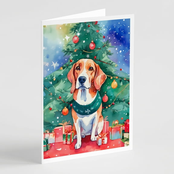 English Foxhound Christmas Greeting Cards Pack of 8 7 in x 5 in