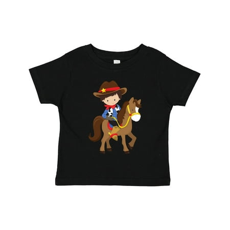 

Inktastic Cowboy Sheriff Horse Western Brown Hair Gift Toddler Boy Girl T-Shirt