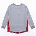 thumbnail image 4 of Ashirexll Crewneck Sweatshirts Women Oversized Sweatshirt for Women Winter Tops Long Sleeve Tops Casual Checkered Patchwork Round Neck Hoodie, 4 of 5
