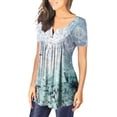 thumbnail image 6 of ALLLIST Plus Size Women's Tops Henley Short Sleeve Tunic Blue Holiday Floral Casual Blouses Ladie's Tops, 6 of 6