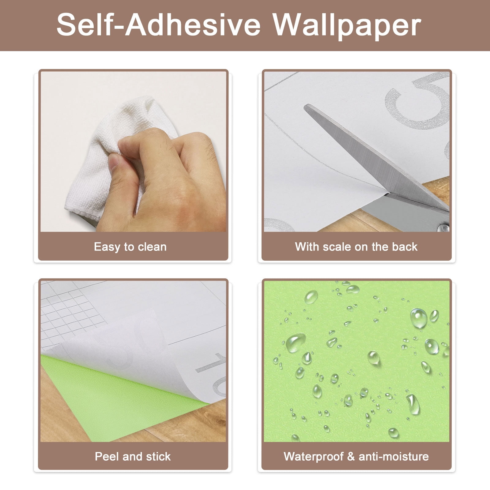 Unique Bargains Peel Stick Wallpaper Solid Color Vinyl Self-Adhesive Paper Light Green