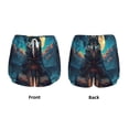 thumbnail image 3 of Yiaed Starry Sky Moon Wolf Leader Print Women's Running Shorts with Liner 3 Zipper Pockets Elastic Workout Athletic Gym Yoga Shorts-Small, 3 of 7