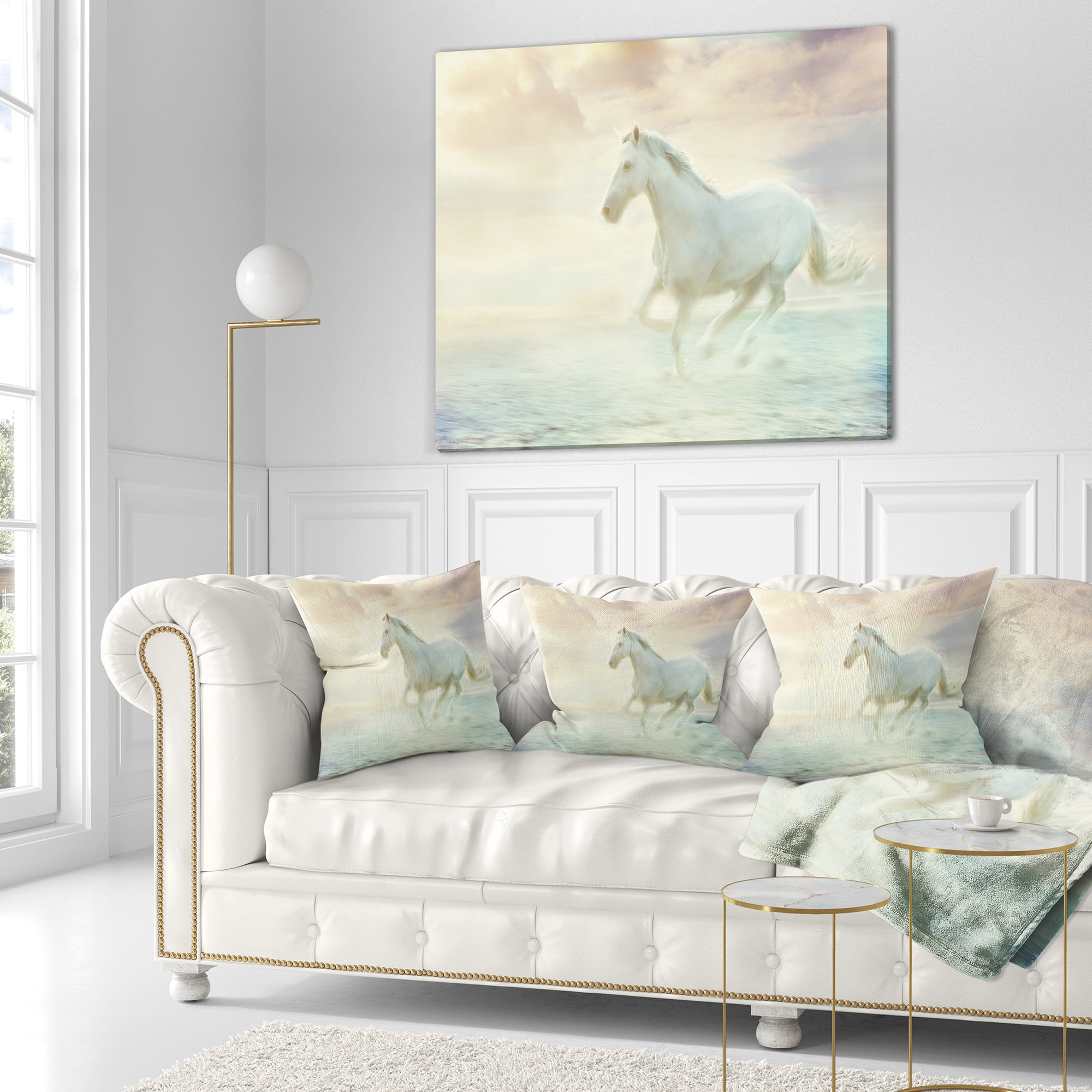 Designart Fantasy White Horse - Animal Throw Pillow - 18x18