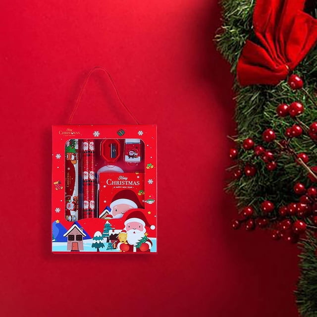 Christmas Themed Childrens Stationery Set Includes Festive Notebook Writing Pencils And Holiday Craft Supplies For