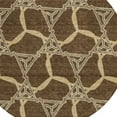 thumbnail image 4 of HomeRoots 613478 8 ft. Brown & Beige Round Geometric Washable Indoor & Outdoor Area Rug, 4 of 5