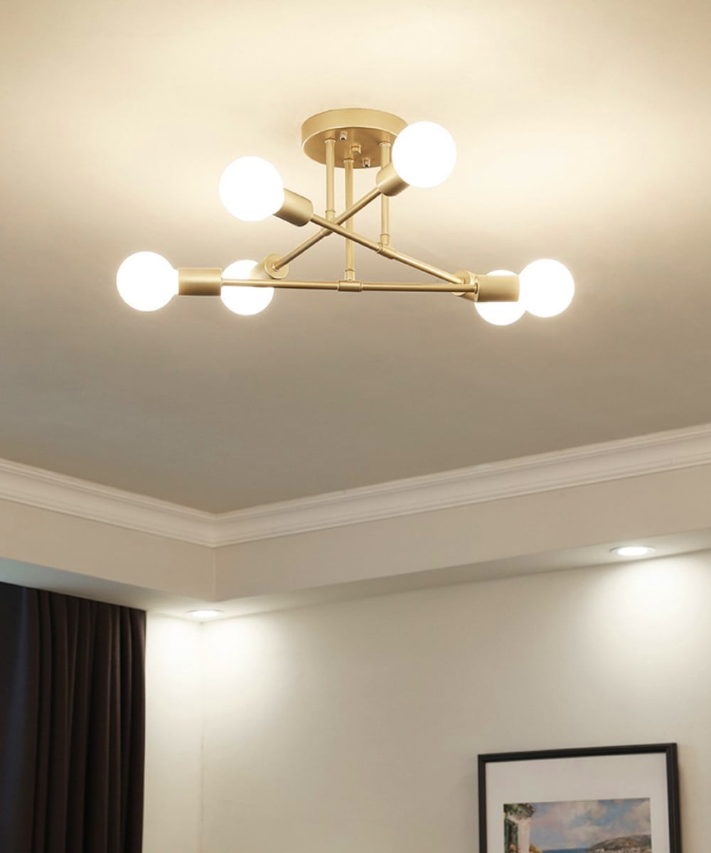 6-Light Ceiling Light for Bedroom,Dining Room,Kitchen,Office Dellemade Modern Sputnik Chandelier Gold 