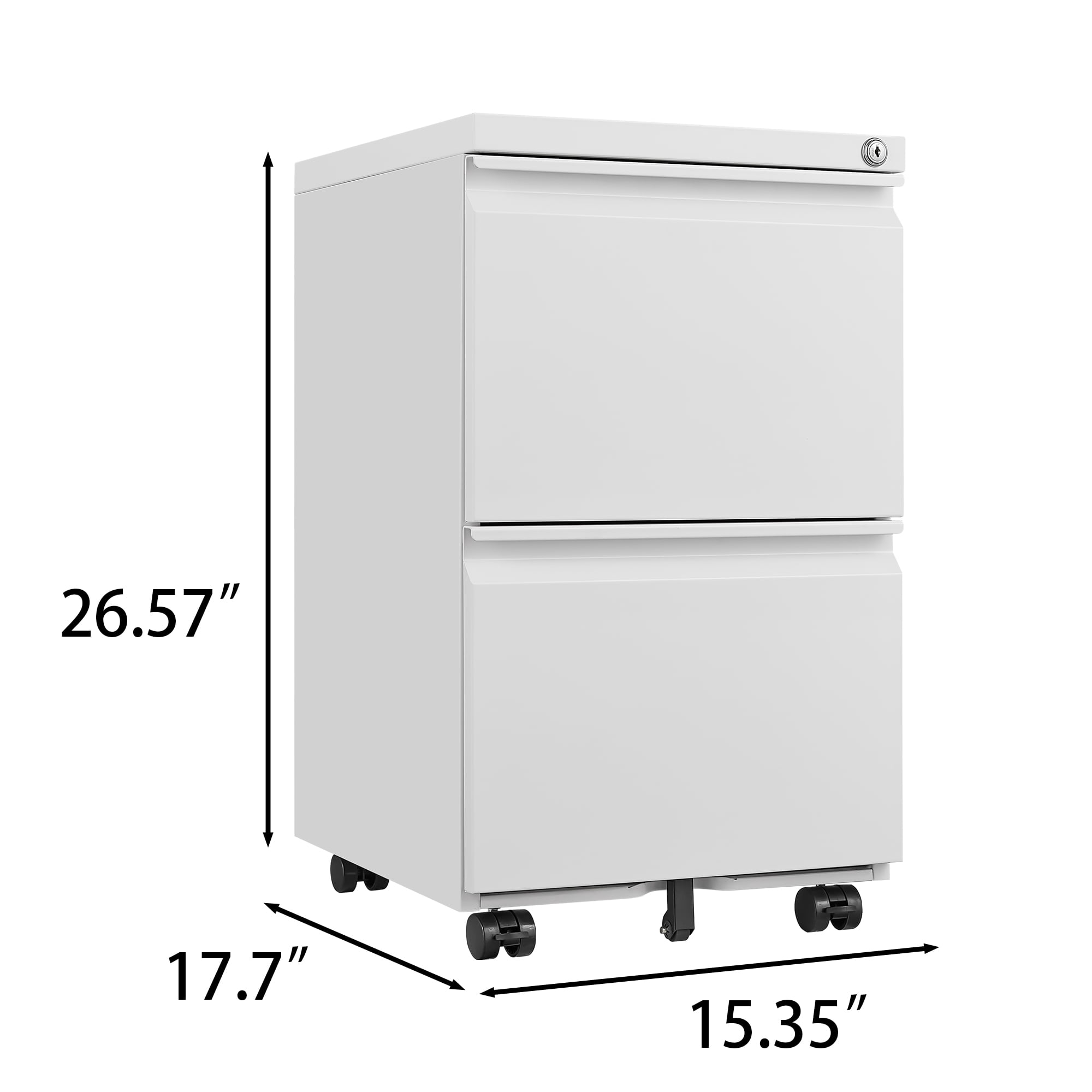 2 Drawer File Cabinet with Lock, Metal Under Desk Rolling Filing Cabinet for Home Office, Mobile Filing Cabinet