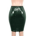 thumbnail image 6 of Inleife Women Fashion Solid Slim High Waist Push Up Hip Pencil Zipper Sequin Skirt Green M, 6 of 6