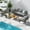 6PCS--Dark Grey, variant on UDPATIO Aluminum Patio Furniture Set, Modern Metal Outdoor Patio Furniture, 5 Pcs Patio Conversation Sets with Wood Top Armrest & Table for Poolside, Deck, Black&blue (Included Waterproof Covers)