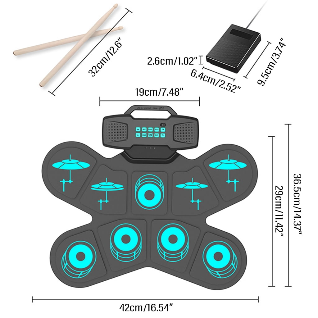 Drum Kits with Headphone Jacks, Built-in Speaker Drum Pedal Drum Stick Drum Pads
