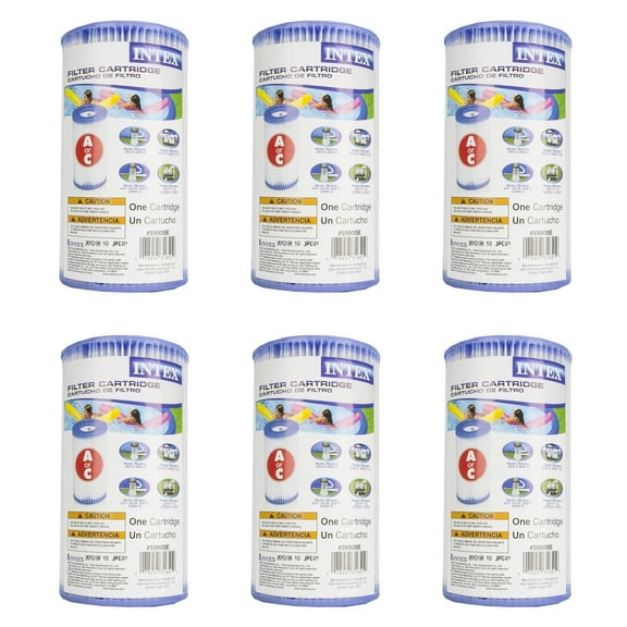 Intex Pool Easy Set Type A Replacement Filter Pump Cartridge, 29000E (6 Pack)