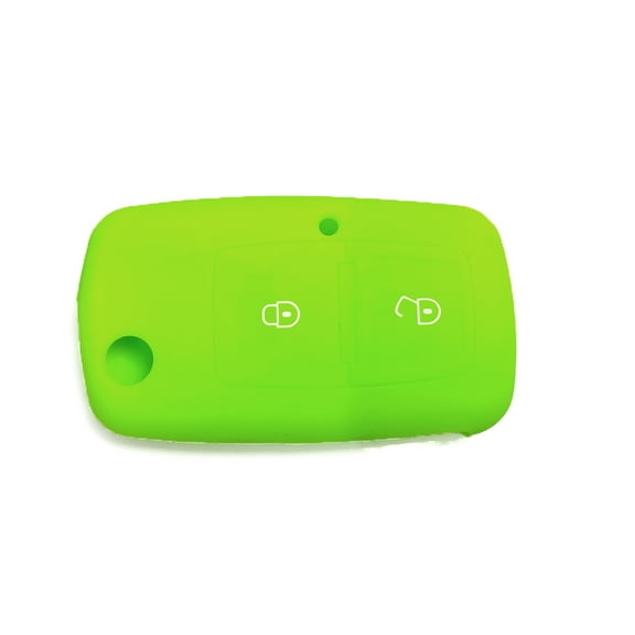 Leadwolf Silicone Car Key Cover Protection Shell,Key fob Holder Fit for Volkswagen 2 Buttons Flip Shell Car Accessories Parts Key Case,Model with indicator light Luminous Green