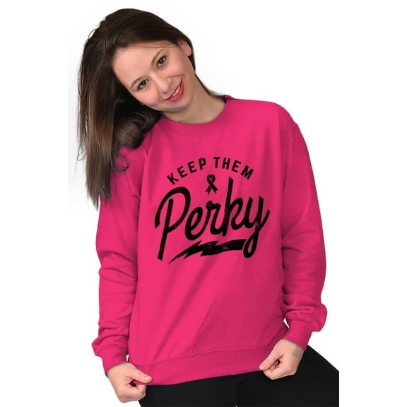 Keep Them Perky Breast Cancer BCA Women Crewneck Sweatshirt Brisco Brands S
