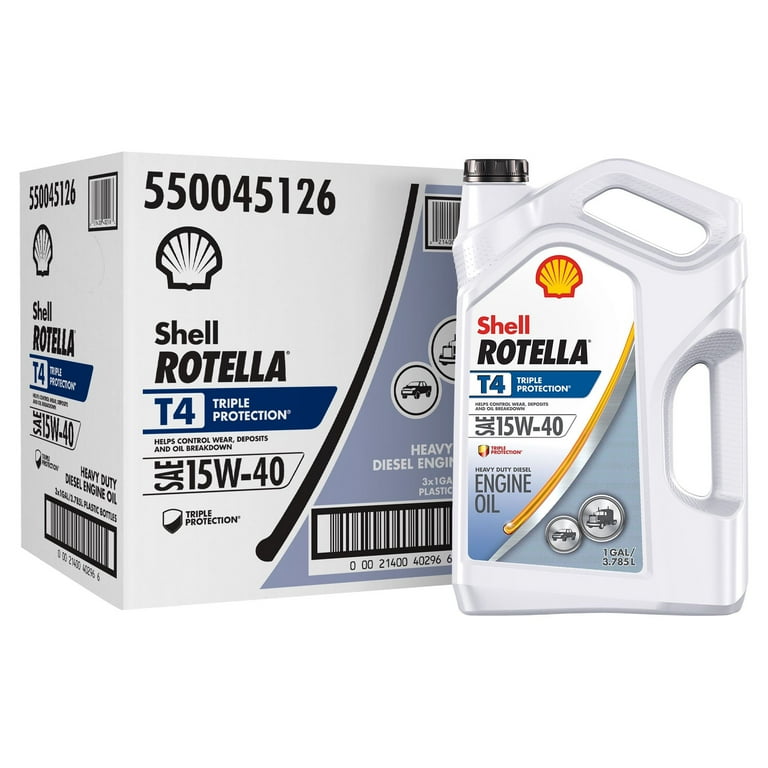 Shell Rotella T4 Triple Protection 15W-40 Diesel Motor Oil, 5 Gallon Pail 