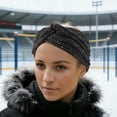 thumbnail image 2 of Unique Bargains 1 Pc Women's Warm Headband Cable Winter Ear Warmer Knit Cross Head Wraps Dark Gray Colorful, 2 of 6