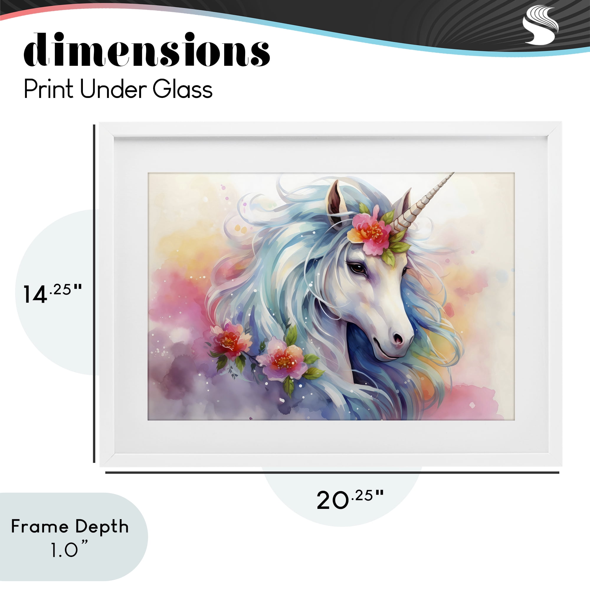 Stupell Industries Magical Unicorn with Blossoms White Framed Print Under Glass, design by Creative Studio