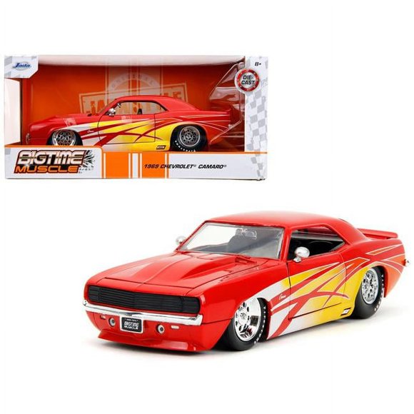 Jada 35029 1969 Chevrolet Camaro with Graphics BigTime Muscle Series 1-24 Scale Diecast Model Car, Red