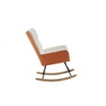 thumbnail image 6 of Soft Teddy Fabric Rocking Chair, Upholstered Glider Chair with High Backrest and Wooden Legs, Nap Armchair for Nursery Living Room Bedroom Balcony, White+Orange, 6 of 8