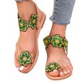 thumbnail image 6 of Summer Plus-size Ethnic Style Flower Clip-toe Beach Flat Sandals Summer Sandals for Women Green 41, 6 of 8