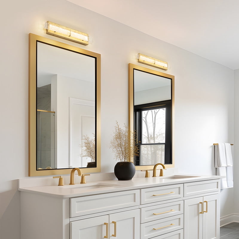 LNC Linear LED Wall Sconce,Modern Textured Acrylic Wall Light,3000K Warm,750LM,Gold Bathroom Vanity Light for Bedroom and Bathroom
