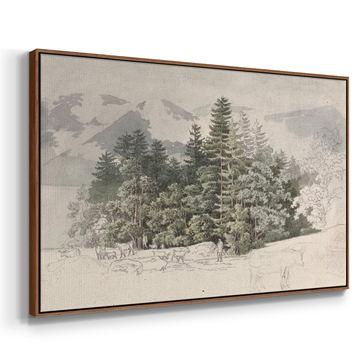 Vintage Landscape-CCLXXV By Wexford Home Framed in Walnut Wood Gallery Wrapped Canvas 17 in. x 25 in.