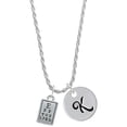 thumbnail image 1 of Delight Jewelry Silvertone Eye Chart Silvertone Script Initial Disc - K - Charm Necklace, 20"+3", 1 of 4