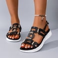 thumbnail image 2 of Women's Geometric Buckle Flat Sandals Open Toe Adjustable Slingback Casual Summer Beach Sandals for Women Lightweight Retro, 2 of 10
