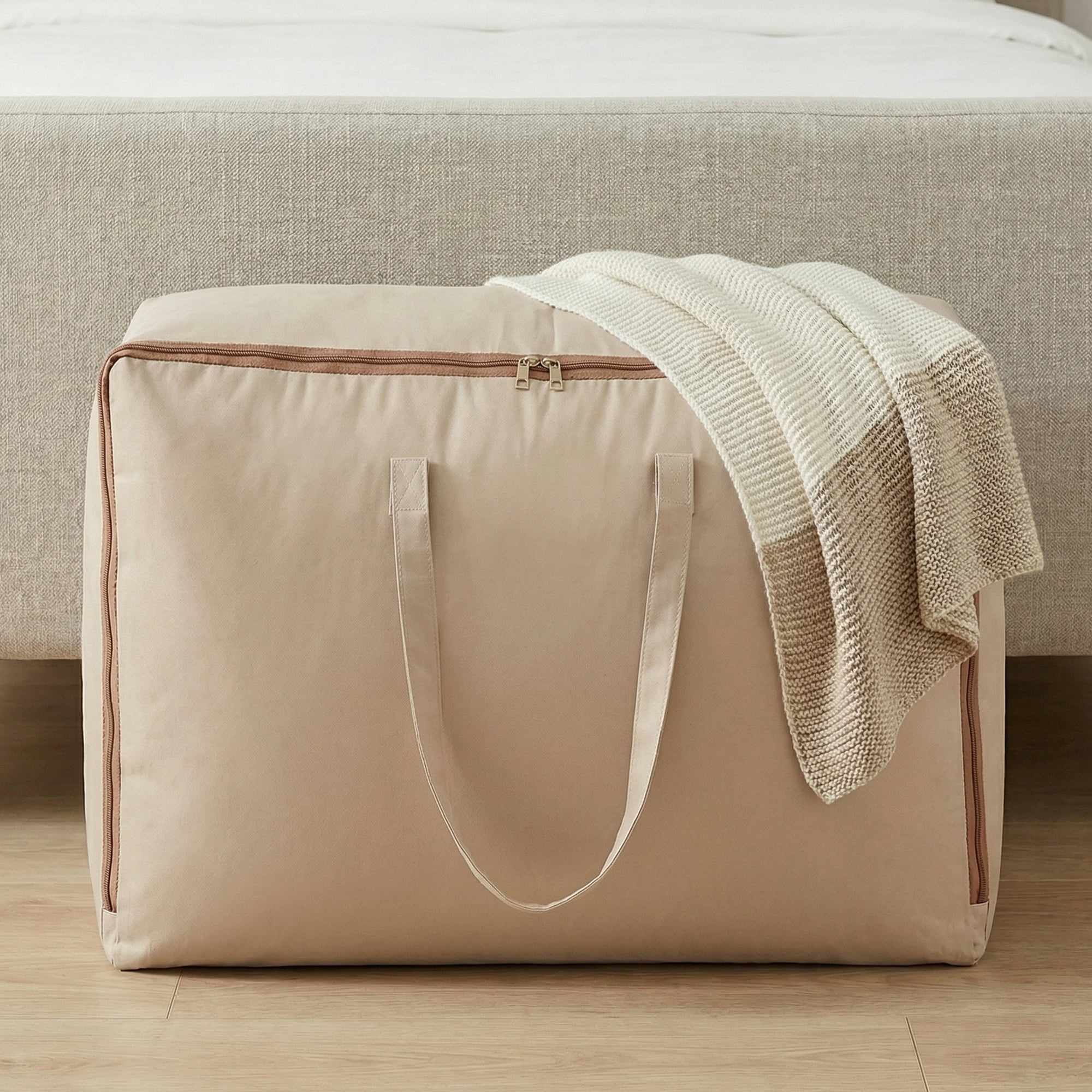 Unique Bargains Clothes Storage Bag for Organizing Closet Beige 27.6"x11.8"x19.7"