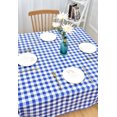 thumbnail image 4 of Rally Home Goods Indoor Outdoor Patio Vinyl Square Tablecloth, Flannel Backing, Waterproof Wipeable Cover for Dining, Parties Picnic, Blue/White Gingham Plaid Check Plastic, 60x60’’, Seats up to 6, 4 of 7
