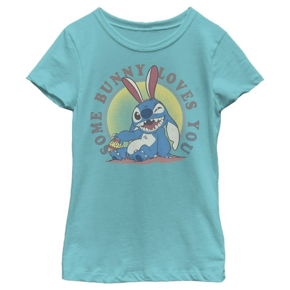 Girl's Lilo & Stitch Some Bunny Loves You Graphic Tee Tahiti Blue X Large