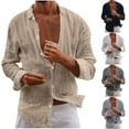 thumbnail image 7 of nerohusy Button Down Linen Shirts for Men Casual Summer Beach Shirts Regular Fit Long Sleeve Beach Vacation Shirts Gauze Work Tops White,XXL, 7 of 7