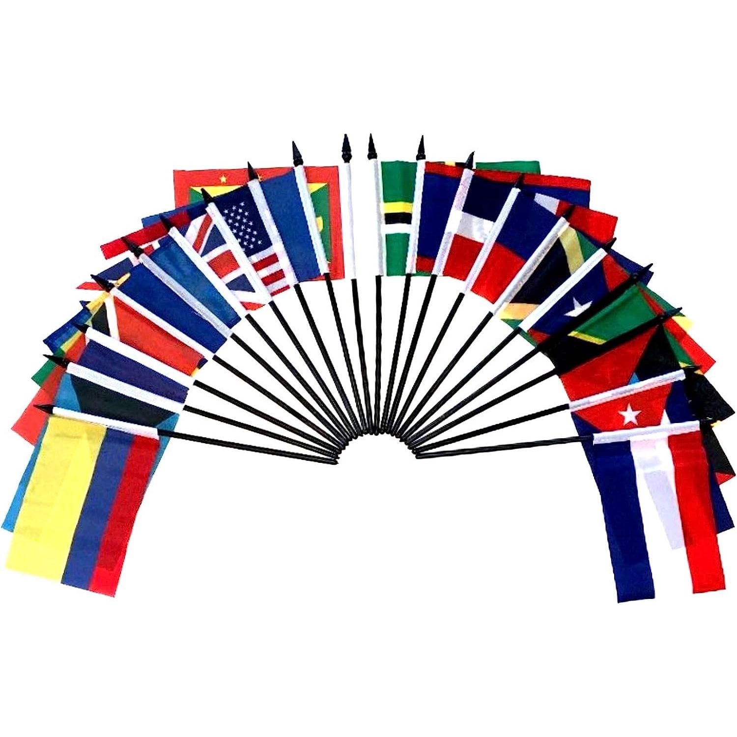 Central & South America Flag Set - 20 Country 4x6 Polyester Desk Flags With Base