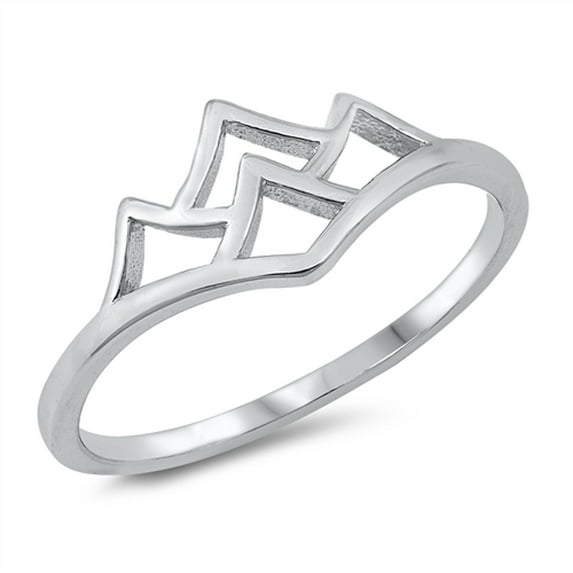 Simple Mountain Peaks Ring .925 Solid Sterling Silver Band Jewelry Female Male Unisex Size 10