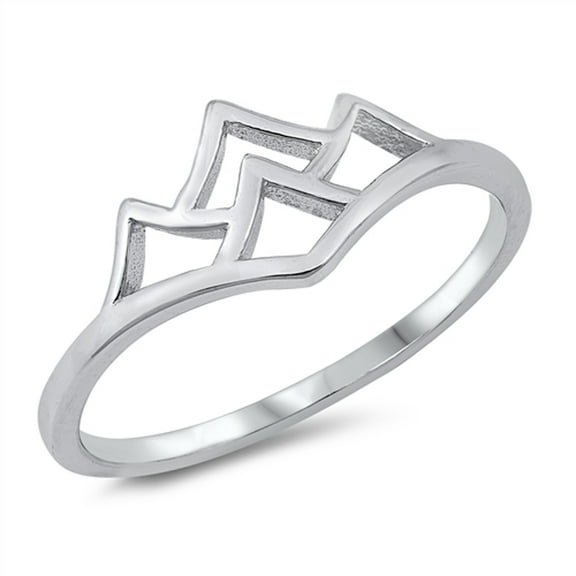 Simple Mountain Peaks Ring .925 Solid Sterling Silver Band Jewelry Female Male Unisex Size 5
