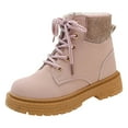 thumbnail image 1 of PEASKJP Toddler Girls Boots Round Toe Pull on Riding Shoes for Little Kid/Big Kid, Red 27, 1 of 5
