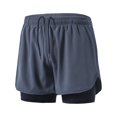 thumbnail image 5 of Mens 2 In 1 Running Shorts Quick Dry Athletic Shorts With Liner, Workout Shorts With Zip Pockets And Towel Loop Double-Layer Fitness Shorts To Prevent Exposure Gray Green S, 5 of 6