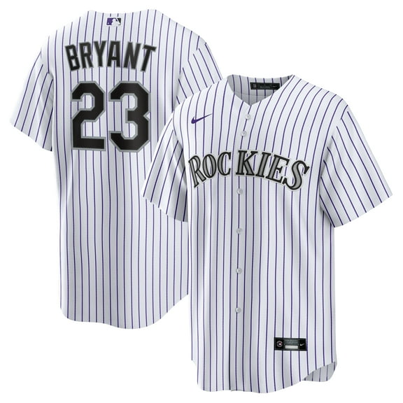 Men's Nike Kris Bryant White/Purple Colorado Rockies Replica Player Jersey