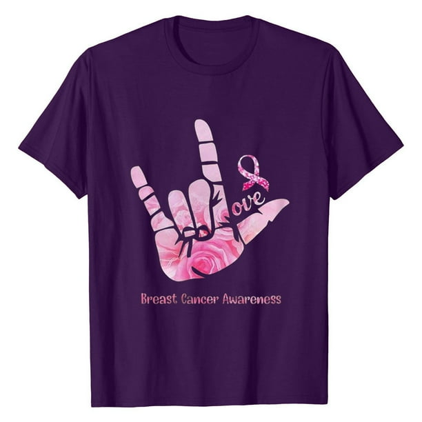 Tops de trabajo para mujer Blusa de manga corta Camiseta con estampado de letras de concienciación sobre los senos Tops en octubre Pompotops hfajkhk142152