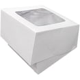 thumbnail image 2 of O'Creme 10 Inch x 10 Inch x 5 Inch High Square Cake Box All White with Clear Window - Pack of 5, 2 of 2