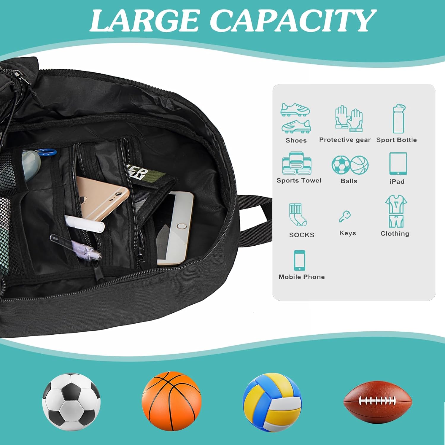 WOLT Soccer Bag Backpack with Shoe Compartments photo 4
